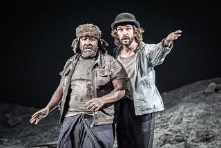 Estragon and Vladimir look out at the audience in ‘Waiting for Godot,’