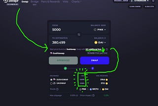 The Cheapest way to trade PNK on ERC20 [using 0% Swapr fees and 70–60 Gwei]