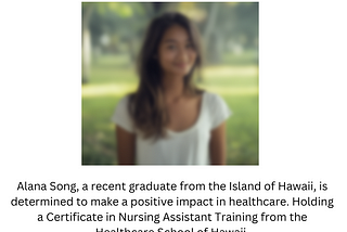Alana Song, a recent healthcare graduate from the Island of Hawaii, is dedicated to making a meaningful impact.