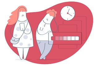 Illustration of two users waiting a website to load