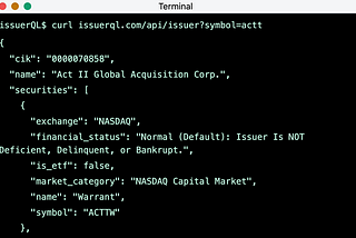 A Lightning Fast Issuer and Security Lookup JSON API