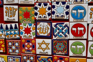 Bright magnets displaying symbols of Judaism