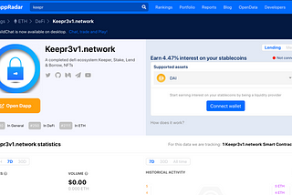 Dappradar.com has listed Keepr3v1.network now