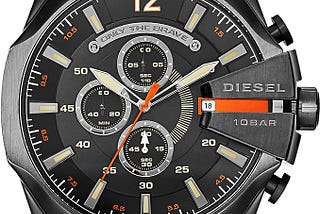 Diesel Mega Chief Stainless Steel Men’s Watch with Analog or Digital Movement