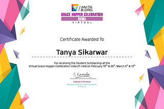 Attending the first-ever virtual Grace Hopper Celebration India(vGHCI 2021)