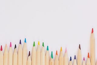 Picture of colored pencils arranged side by side