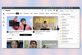Silktide accessibility results for Youtube’s home page