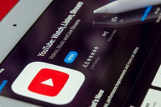 A digital display of a youtube application.
