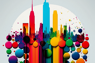 Damian Hurst inspired colourful skyline