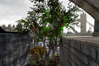 A few fruit trees you can plant at your London Bridge settlement, in the Fallout 4 mod, Fallout London.