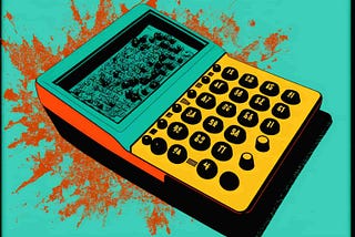 An old fashioned calculator, pop art