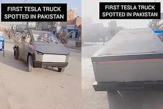 Welcome to Pakistan Elon Uncle Tesla’s Cybertruck Look Alike Spotted Internet Can’t Stop Laughing😂.