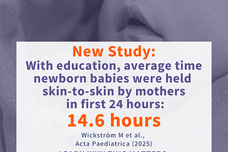 New Study: With education, average time newborn babies were held skin-to-skin by mothers in first 24 hours: 14.6 hours