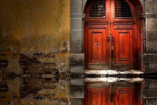 Reflected Wooden Door, Venice, Italy