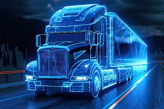 image of a truck outlined with blue light