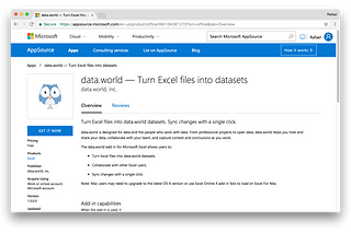 data.world + Microsoft Excel