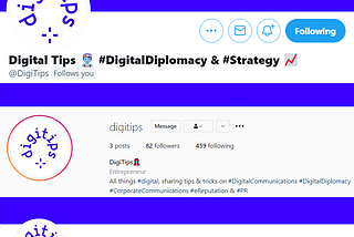 Screenshot of the Twitter, Instagram and Facebook accounts of @DigiTips