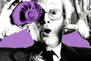 This photo shows a surprised man with a shell to his eye. This is Bruno Munari. He was born in 1907 and died in 1998.