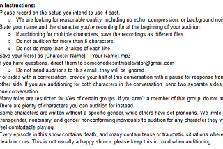 Writing Audio Drama Casting Calls