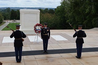 Three soldiers guard the Tomb of the Unknown Soldier