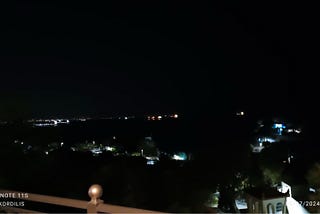 View from our Salamis Isle balcony, during a quiet late August night