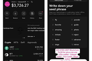 Gift 3720 USDT Blockchain Trc20 for you u can use (Okx wallet -Safepal wallet — Tron wallet —…