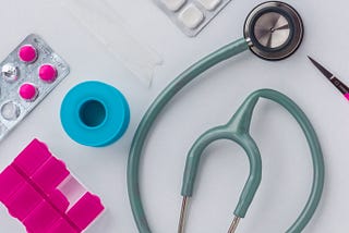 Doctor’s medical tools laid out on a table
