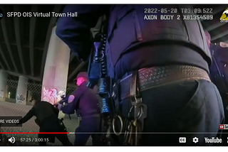 Body-camera image of police shooting below Interstate 280 presented at May 27 town hall