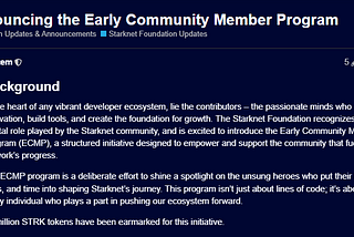 Starknet Early Community Member Program