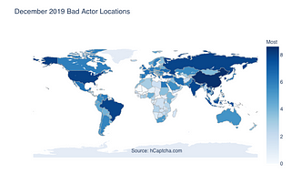 Which countries have the most bot traffic? (2019)