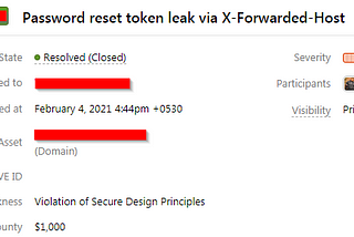 Password Reset Token Leak via X-Forwarded-Host