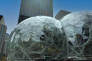 Image of Amazon Spheres under construction in Seattle, WA (2017)