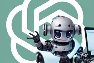 AI-generated image of a cute tiny robot in the backdrop of ChatGPT’s logo