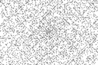 An Ulam Spiral showing distinct concentrations of prime numbers along diagonals in the image.