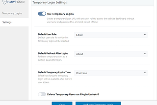 WordPress Temporary Logins Plugin