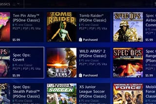 A screenshot of the PS One Classics section of the Playstation Store on a Playstation 3 console.