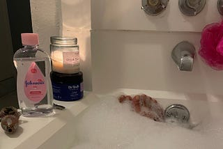 Feet in bubble bath