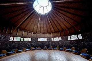 Maloka — a round room with mats on the floor for meditation and other ceremonies.