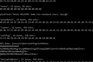 AES/GCM cryption output