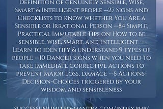 The Sensibility Checklist 27 Signs You are Sensible & Wise 84 Tips to Get There