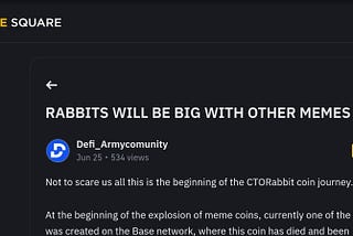 Binance Highlights Rabbit (Based Rabbit) Meme Coin: The New Contender in the Crypto Arena