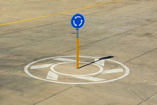 Blue and Yellow Road Sign