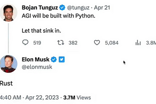 Why did Elon Musk say that Rust is the language of AGI?