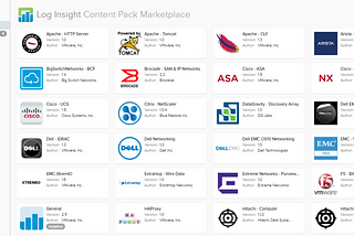 vRealize Log Insight Content Packs