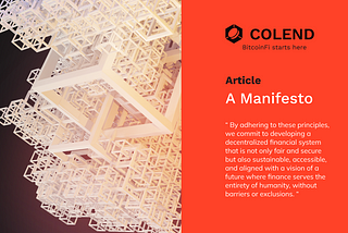 A Manifesto | by Colend