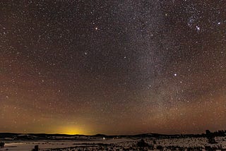 star filled sky with moonrise over the Oregon desert