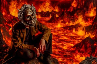 Pat robertson wearing a mask sitting in hell