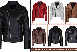 New Black Men’s Leather Quilted Slim fit Biker Jacket