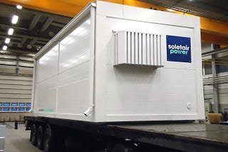 A life size container of Soletair Power’s system similar to the one to be set up at ZBT