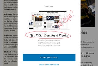 UX Writing Sample: The Wall Street Journal iPad App